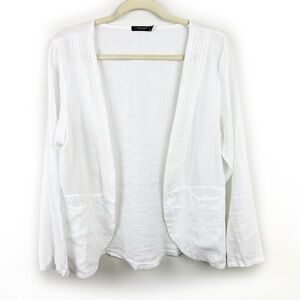 Lungo L'Arno 100% Linen made in Italy white linen & crochet lace open front L